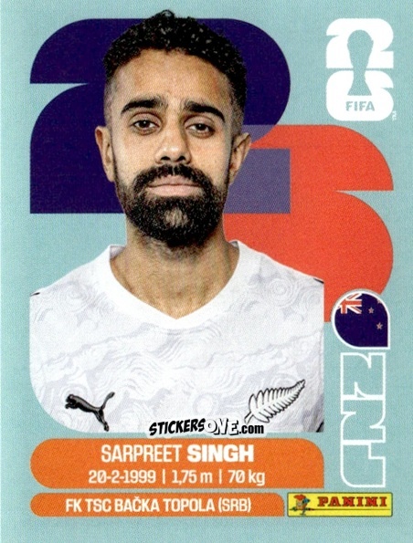 Cromo Sarpreet Singh - Fifa World Cup 2026. Standard Edition n. NZL11 - Panini
