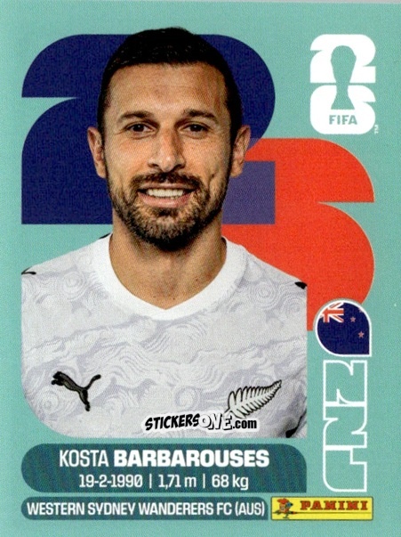 Figurina Kosta Barbarouses - Fifa World Cup 2026. Standard Edition n. NZL20 - Panini