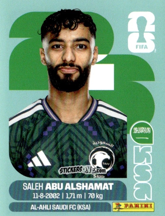 Cromo Saleh Abu Alshamat - Fifa World Cup 2026. Standard Edition n. KSA14 - Panini