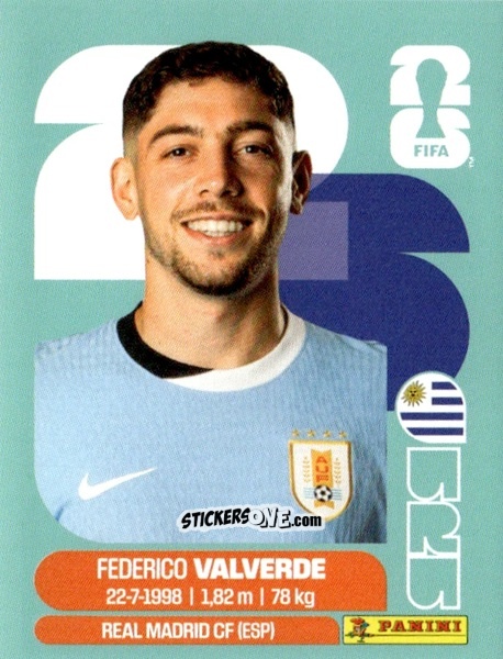 Sticker Federico Valverde - Fifa World Cup 2026. Standard Edition n. URU10 - Panini