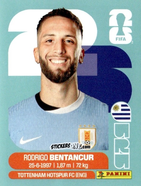 Cromo Rodrigo Bentancur - Fifa World Cup 2026. Standard Edition n. URU12 - Panini