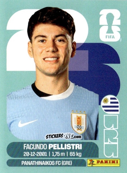 Figurina Facundo Pellistri - Fifa World Cup 2026. Standard Edition n. URU20 - Panini