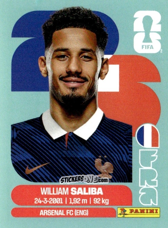 Sticker William Saliba - Fifa World Cup 2026. Standard Edition n. FRA4 - Panini