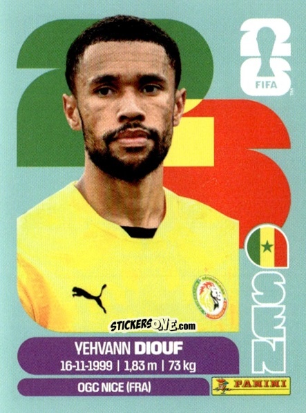 Cromo Yehvann Diouf - Fifa World Cup 2026. Standard Edition n. SEN3 - Panini