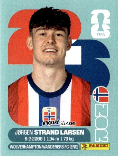 Sticker Jorgen Strand Larsen - Fifa World Cup 2026. Standard Edition n. NOR18 - Panini
