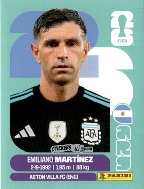 Figurina Emiliano Martinez - Fifa World Cup 2026. Standard Edition n. ARG2 - Panini
