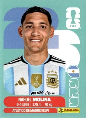 Figurina Nahuel Molina - Fifa World Cup 2026. Standard Edition n. ARG3 - Panini