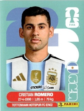 Sticker Cristian Romero - Fifa World Cup 2026. Standard Edition n. ARG4 - Panini