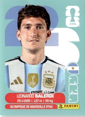 Sticker Leonardo Balerdi - Fifa World Cup 2026. Standard Edition n. ARG7 - Panini