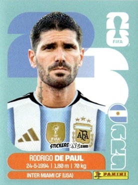 Figurina Rodrigo De Paul - Fifa World Cup 2026. Standard Edition n. ARG10 - Panini