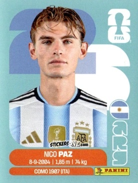 Sticker Nico Paz - Fifa World Cup 2026. Standard Edition n. ARG14 - Panini