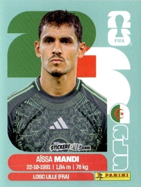 Sticker Aïssa Mandi - Fifa World Cup 2026. Standard Edition n. ALG7 - Panini