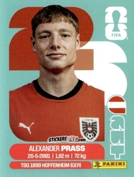 Figurina Alexander Prass - Fifa World Cup 2026. Standard Edition n. AUT9 - Panini