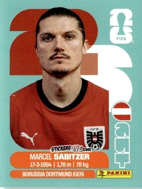 Sticker Marcel Sabitzer - Fifa World Cup 2026. Standard Edition n. AUT11 - Panini