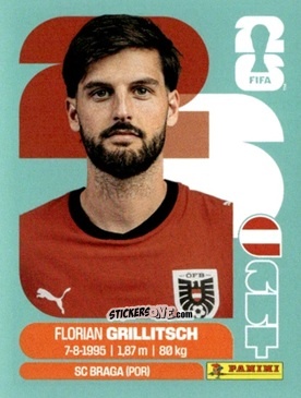 Figurina Florian Grillitsch - Fifa World Cup 2026. Standard Edition n. AUT14 - Panini