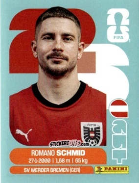 Figurina Romano Schmid - Fifa World Cup 2026. Standard Edition n. AUT16 - Panini