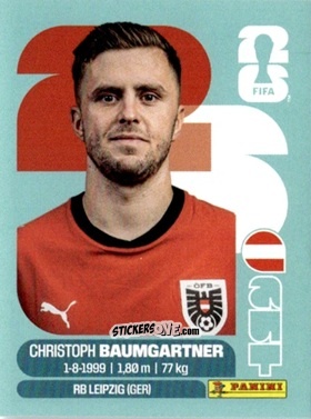 Sticker Christoph Baumgartner - Fifa World Cup 2026. Standard Edition n. AUT18 - Panini
