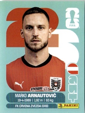 Cromo Marko Arnautović - Fifa World Cup 2026. Standard Edition n. AUT20 - Panini