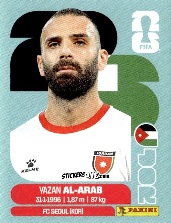 Sticker Yazan Al-Arab - Fifa World Cup 2026. Standard Edition n. JOR5 - Panini