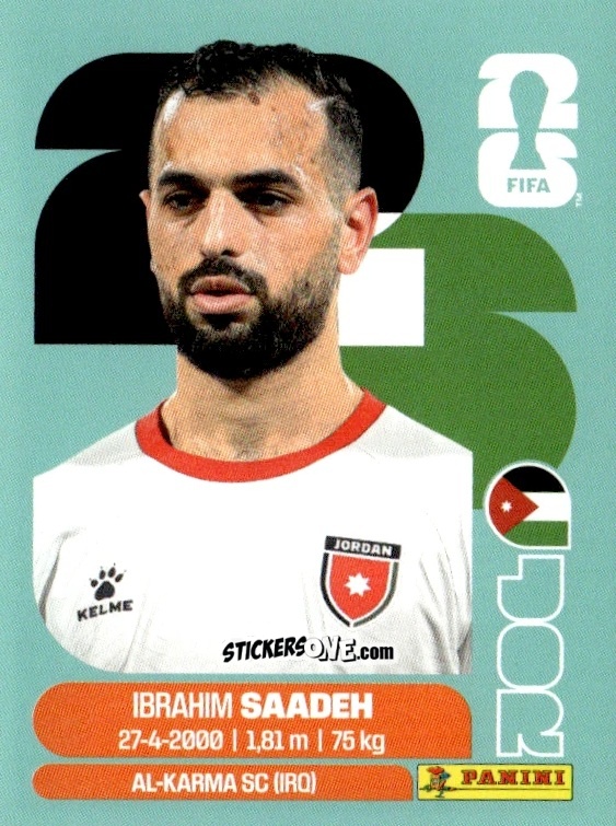 Sticker Ibrahim Saadeh - Fifa World Cup 2026. Standard Edition n. JOR9 - Panini