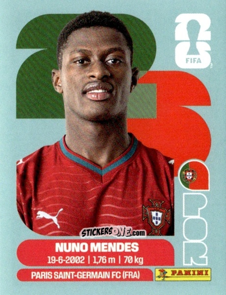 Sticker Nuno Mendes - Fifa World Cup 2026. Standard Edition n. POR7 - Panini