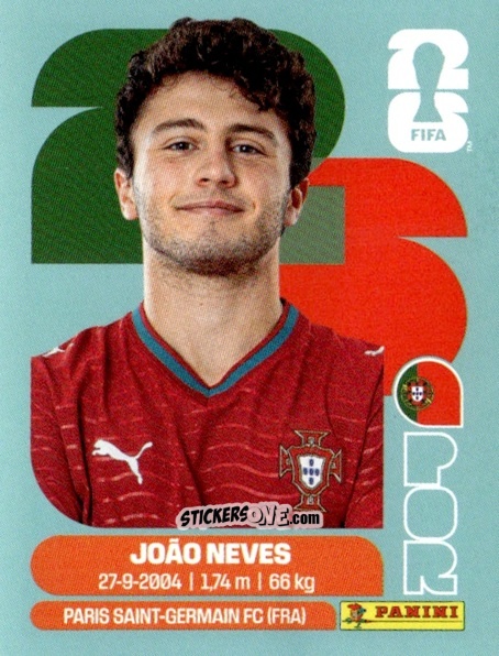 Sticker João Neves - Fifa World Cup 2026. Standard Edition n. POR14 - Panini