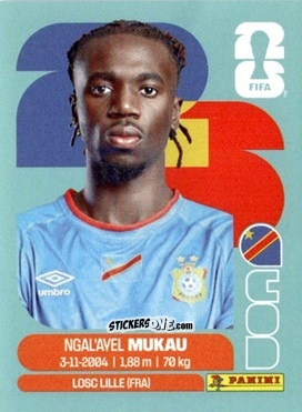 Cromo Ngal'ayel Mukau - Fifa World Cup 2026. Standard Edition n. COD9 - Panini