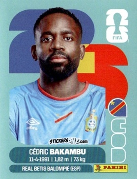 Figurina Cédric Bakambu - Fifa World Cup 2026. Standard Edition n. COD19 - Panini