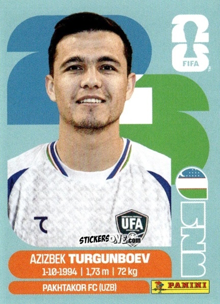 Cromo Azizbek Turgunboev - Fifa World Cup 2026. Standard Edition n. UZB14 - Panini