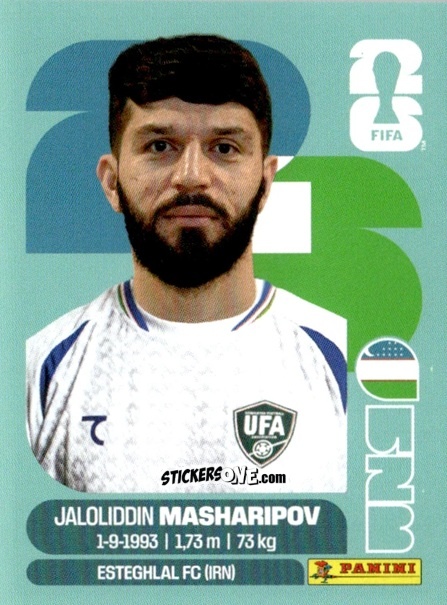 Cromo Jaloliddin Masharipov - Fifa World Cup 2026. Standard Edition n. UZB18 - Panini