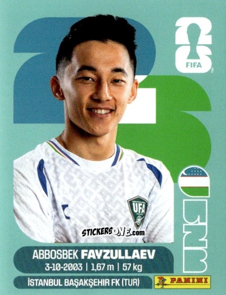 Cromo Abbosbek Fayzullaev - Fifa World Cup 2026. Standard Edition n. UZB20 - Panini