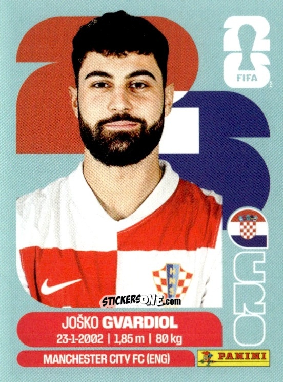 Figurina Josko Gvardiol - Fifa World Cup 2026. Standard Edition n. CRO4 - Panini