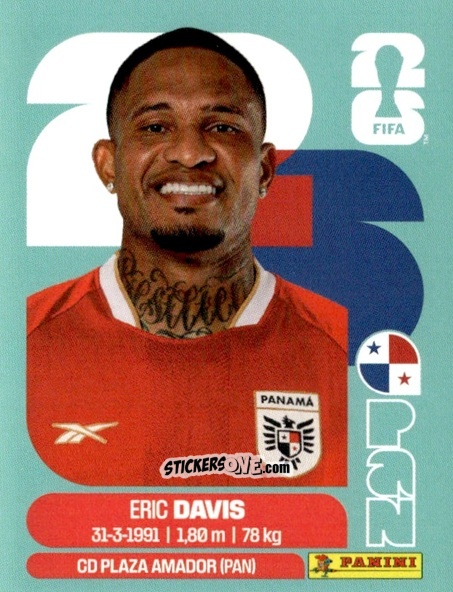 Figurina Eric Davis - Fifa World Cup 2026. Standard Edition n. PAN7 - Panini