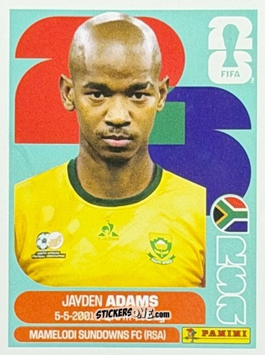 Sticker Jayden Adams - Fifa World Cup 2026. Standard Edition n. RSA16U - Panini