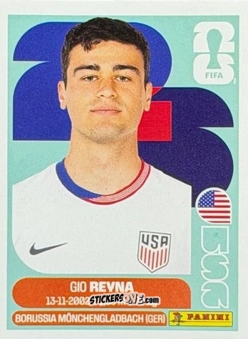 Cromo Gio Reyna - Fifa World Cup 2026. Standard Edition n. USA9U - Panini