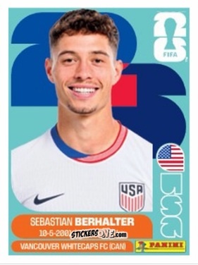 Sticker Sebastian Berhalter - Fifa World Cup 2026. Standard Edition n. USA14U - Panini