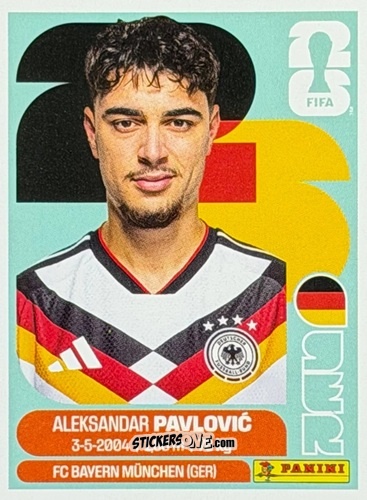 Sticker Aleksandar Pavlović - Fifa World Cup 2026. Standard Edition n. GER16U - Panini