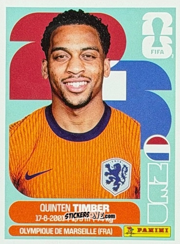 Figurina Quinten Timber - Fifa World Cup 2026. Standard Edition n. NED8U - Panini