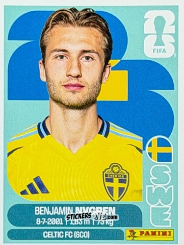 Cromo Benjamin Nygren - Fifa World Cup 2026. Standard Edition n. SWE16U - Panini