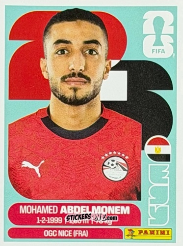 Figurina Mohamed Abdelmonem - Fifa World Cup 2026. Standard Edition n. EGY4U - Panini