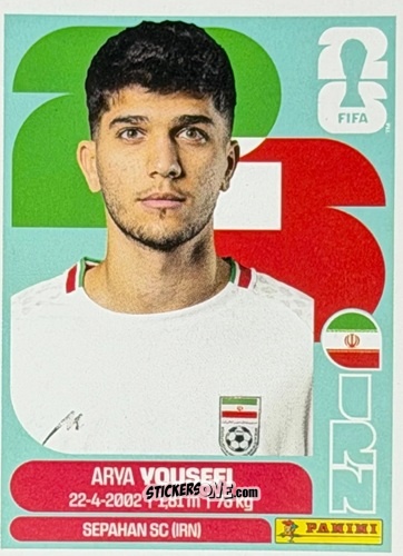 Cromo Arya Yousefi - Fifa World Cup 2026. Standard Edition n. IRN3U - Panini