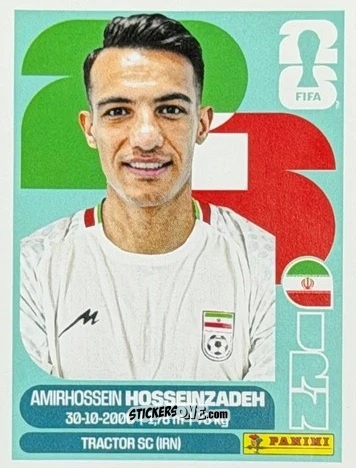 Cromo Amirhossein Hosseinzadeh - Fifa World Cup 2026. Standard Edition n. IRN20U - Panini