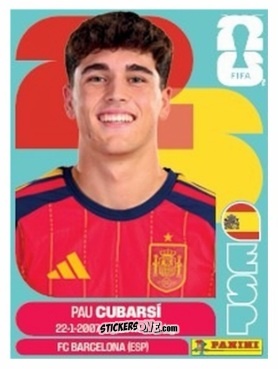 Figurina Pau Cubarsí - Fifa World Cup 2026. Standard Edition n. ESP3U - Panini