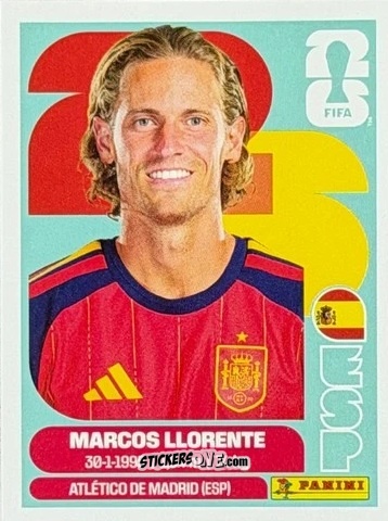 Sticker Marcos Llorente - Fifa World Cup 2026. Standard Edition n. ESP7U - Panini