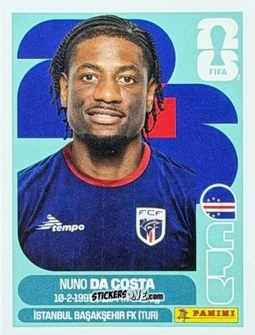 Figurina Nuno Da Costa - Fifa World Cup 2026. Standard Edition n. CPV20U - Panini