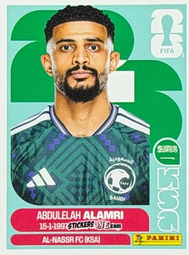 Cromo Abdulelah Alamri - Fifa World Cup 2026. Standard Edition n. KSA3U - Panini