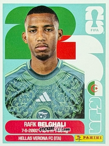 Sticker Rafik Belghali - Fifa World Cup 2026. Standard Edition n. ALG4U - Panini