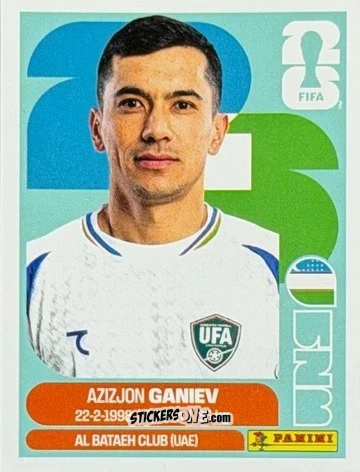 Cromo Azizjon Ganiev - Fifa World Cup 2026. Standard Edition n. UZB14U - Panini