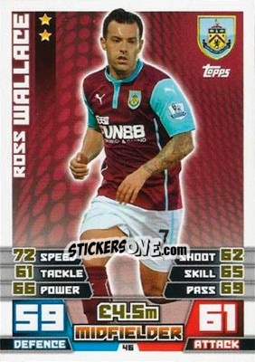 Cromo Ross Wallace - English Premier League 2014-2015. Match Attax n. 46 - Topps