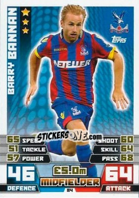 Sticker Barry Bannan - English Premier League 2014-2015. Match Attax n. 84 - Topps